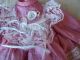 Alte Puppenkleidung Pink Silky Dress Outfit Vintage Doll Clothes 30 Cm Girl Original, gefertigt vor 1970 Bild 3