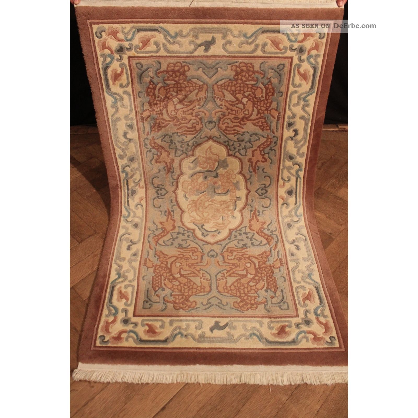 Edeler Handgeknüpfter Orient Teppich China Art Deco Old Carpet Tappeto 170x95cm Teppiche & Flachgewebe Bild