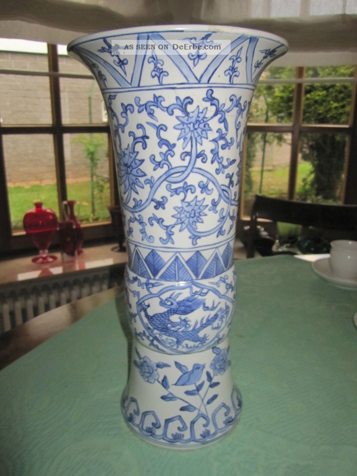 Alte Porzellanvase China Dekor In Blau Lotos Und Rankwerk Asiatika: China Bild