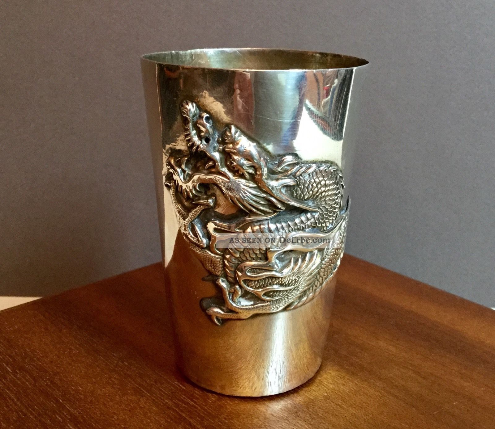 Antiker China Silber Drachen Becher 98 Gramm 900er Silber/meisterstempel Asiatika: China Bild