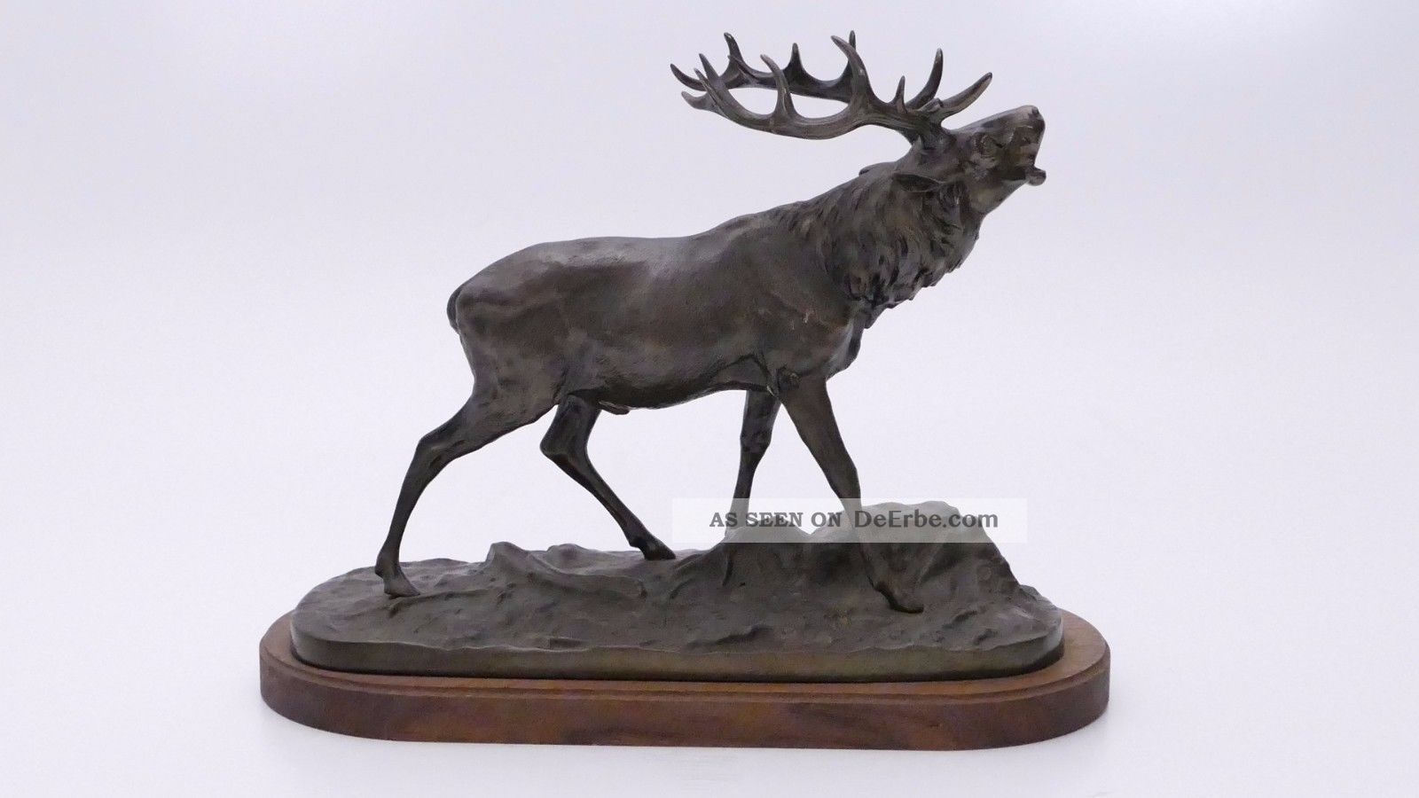 Antike Alte Metall Figur Röhrender Hirsch Jagd Jäger P.  J.  Mene Bronze ? Jagd & Fischen Bild