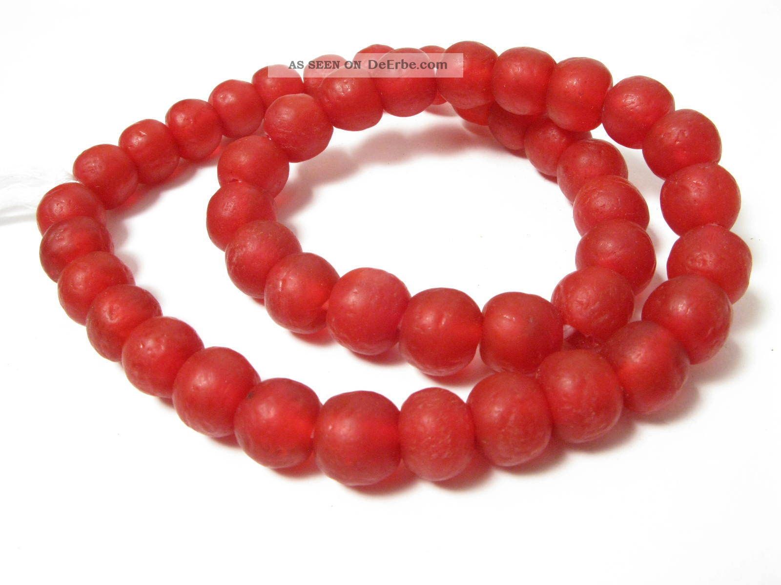 Recycling Glasperlen 13mm Rot Red Krobo Ghana Powder Glass Beads Entstehungszeit nach 1945 Bild