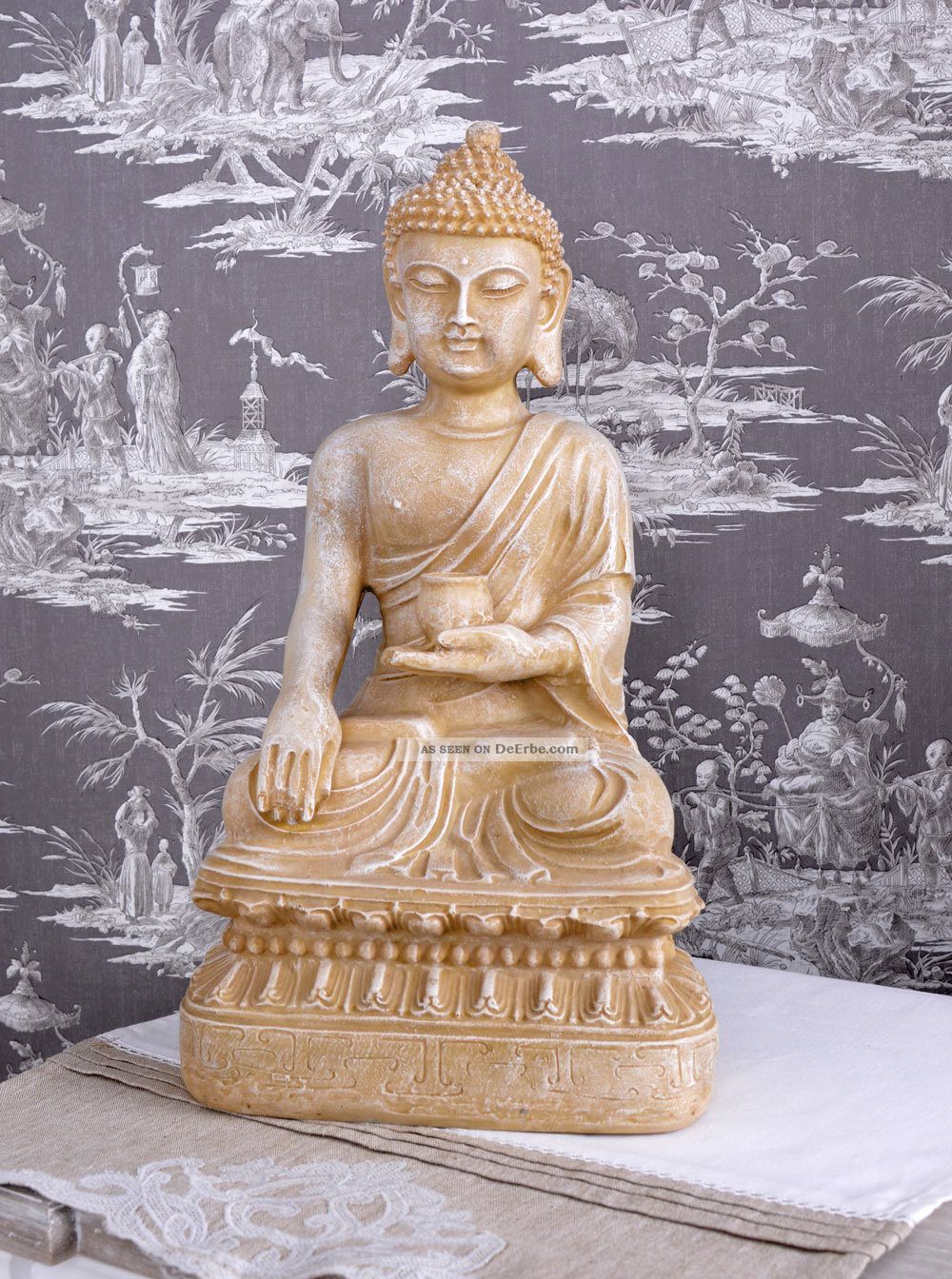 Tempelwächter Asiatische Figur Buddha Buckellocken Meditation Skulptur China Entstehungszeit nach 1945 Bild