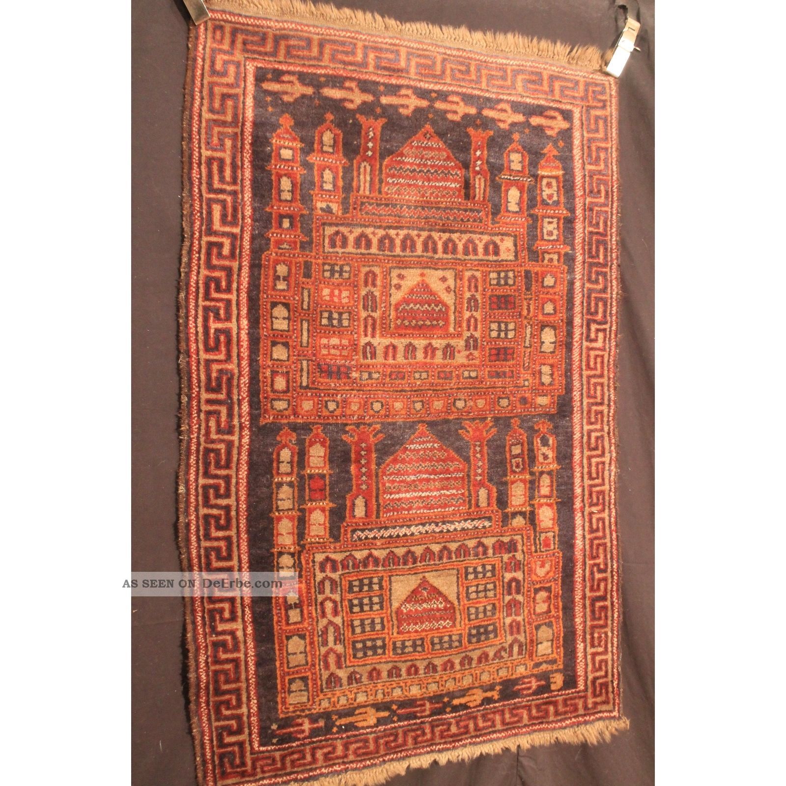Alt Handgeknüpft Orient Sammler Teppich Belutsch Collectors Rug Antique 140x71cm Teppiche & Flachgewebe Bild