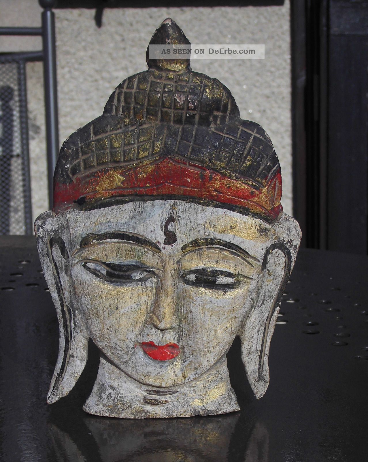 Skulptur Maske Buddha Holzgeschnitzt Aus Burma / Myanmar Wohl Um 1900 Entstehungszeit nach 1945 Bild