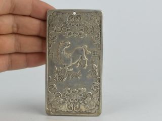 Collectible Decorated Old Tibet Silver Handwork Carved 12 Zodiac&horse Pendant Bild