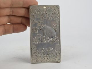Collectible Decorated Old Tibet Silver Handwork Carved 12 Zodiac&pig Pendant Bild