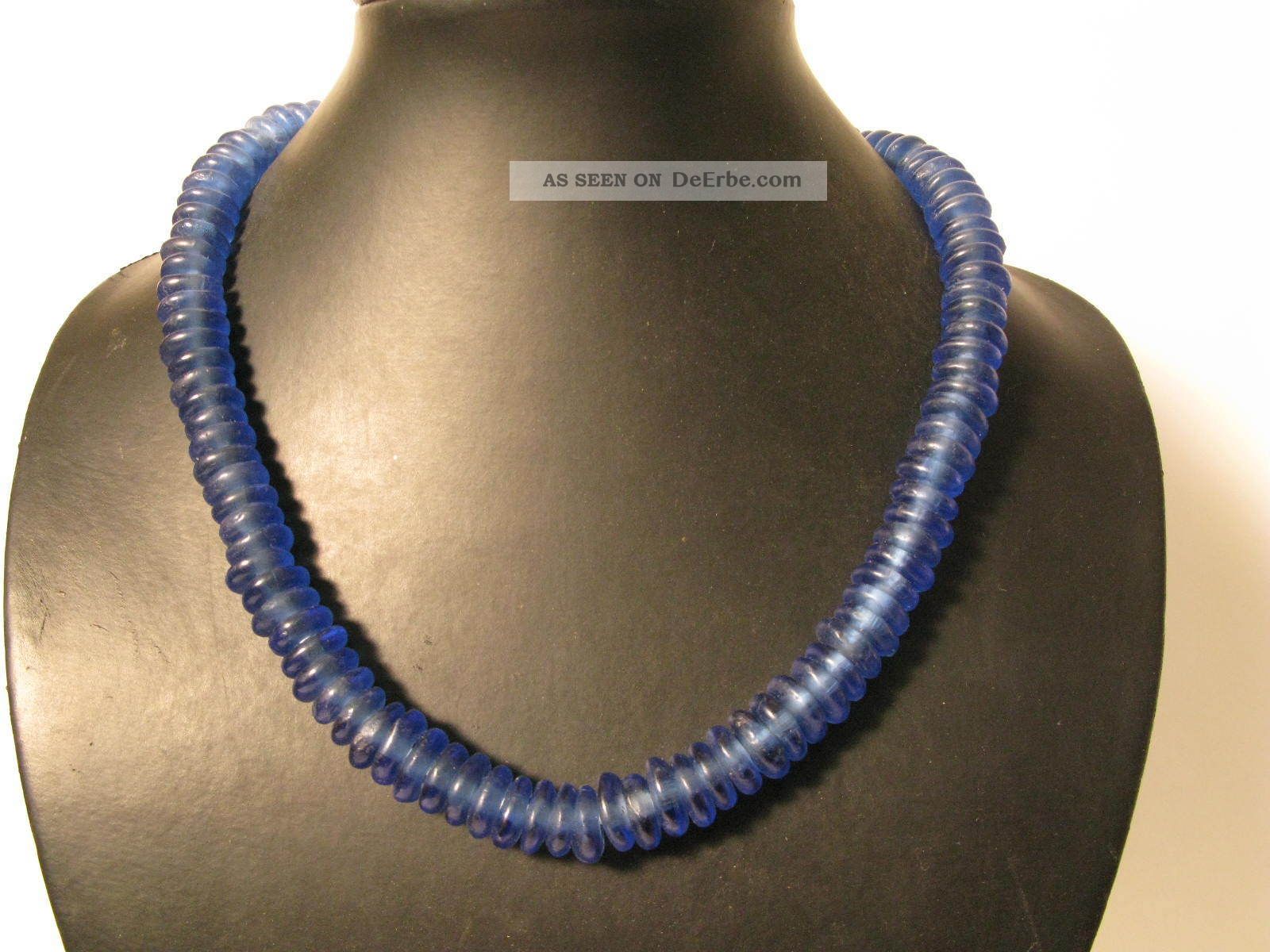 Pulverglasperlen 13mm Blue Blau Spacer Krobo Ghana Recycling Glass Beads Afrozip Entstehungszeit nach 1945 Bild