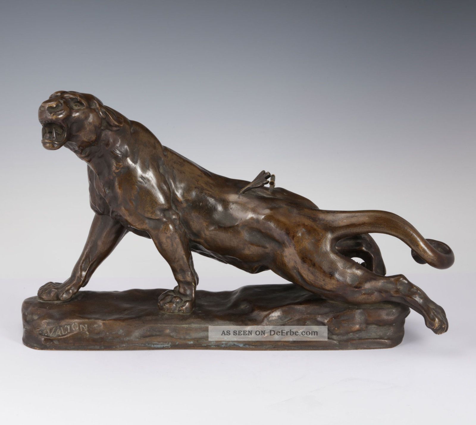 Charles Valton Bronze Figur Puma Berglöwe 1910 Frankreich Animalier Skulptur Bronze Bild