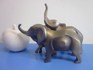 Tierfigur Skulptur Elefant Plastik Metall 70er Ausgefallenes Design Bild