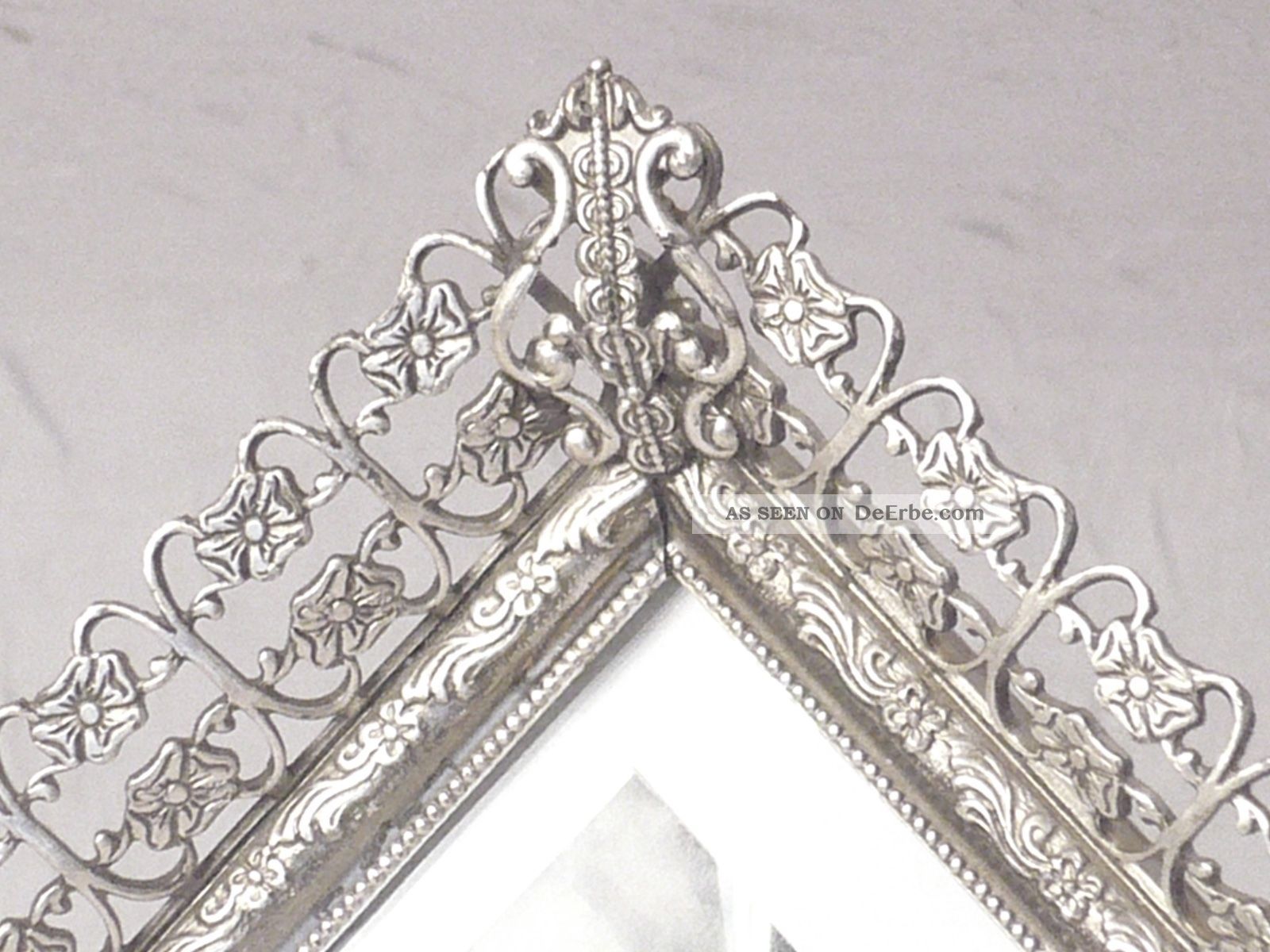 Antiker Musealer Bilderrahmen Rahmen Jugendstil Silber Gewölbtes Glas Rahmen Bild