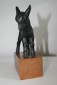 Ziege Aus Metall Mit Holzsockel Schöne Figur Skulptur 17,  5 Cm Hoch 1950-1999 Bild 1