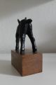 Ziege Aus Metall Mit Holzsockel Schöne Figur Skulptur 17,  5 Cm Hoch 1950-1999 Bild 5
