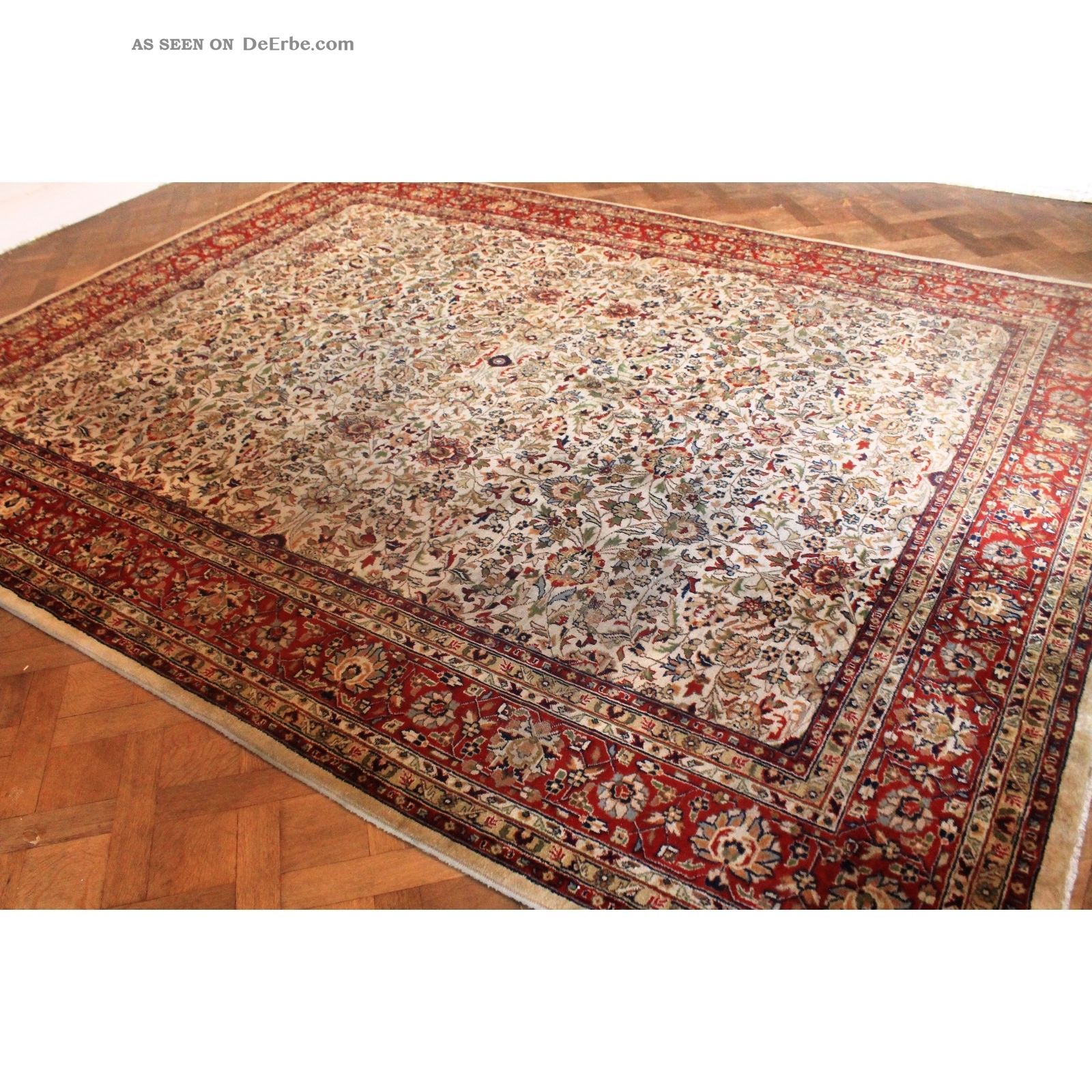 Fein Handgeknüpfter Perser Blumen Palast Teppich Herati Carpet Tappeto 400x300cm Teppiche & Flachgewebe Bild