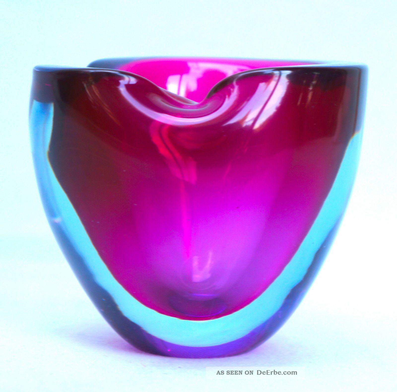 Pfeifenascher,  Muranoglas,  Mundgeblasen Mit Transparent/blaurotem Glas.  (m28) Glas & Kristall Bild