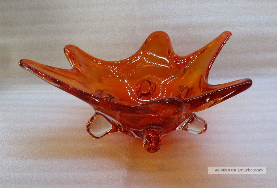 Murano - Schale - Glasschale - Ca.  60er - Orange - Ca.  2,  4 Kg - Sommerso - Seguso Glas & Kristall Bild