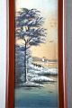 Kleines Ölgemälde,  Landschaft Aus Japan,  Auf Glas Gemalt In Holzrahmen,  12x27 Cm Originale der Zeit Bild 1