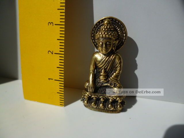 Buddha Miniatur Messing Indien Um 1970 4 Entstehungszeit nach 1945 Bild