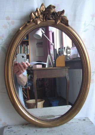 Antik Spiegel Wandspiegel Frankreich Holz Stuck Gold Oval Jugendstil Shabby Chic Bild