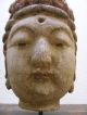 Buddhakopf,  Bodhisattva China Holz Handbemalt Eisensockel Brüniert 1,  3kg Asiatika: China Bild 5