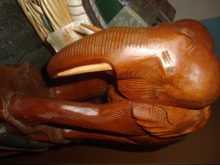 Haushaltsauflösung Afrika Deko Gr Holz Elefant Massiv Figur Geschnitzt Holz Alt Bild