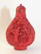 Alte Snuff Bottle Rot China Zeichen Im Boden Garten Szene Riechfllasche Entstehungszeit nach 1945 Bild 2