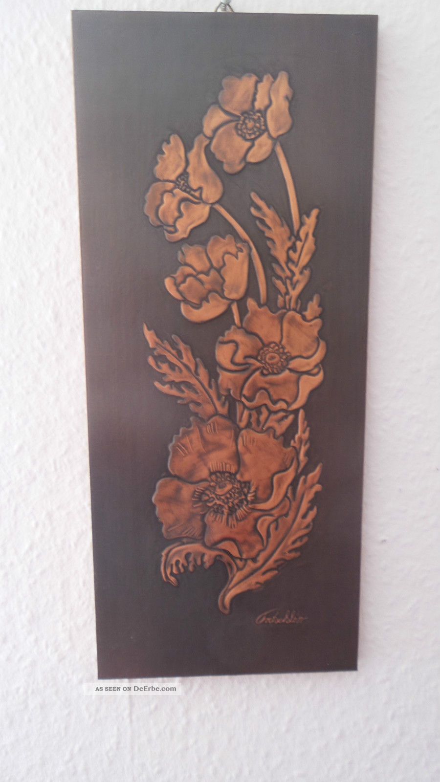 Kupferbild Auf Holz Mit Blumenmotiv,  Handarbeit Von Fritschler (19.  04.  1978) Kupfer Bild