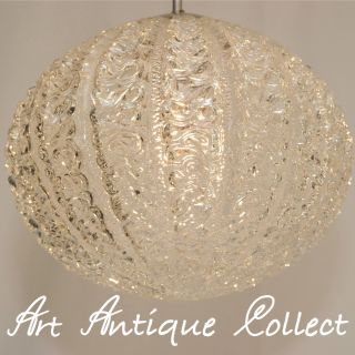 70er Design Glas Snow Ball Relief Decken Lampe Kugel 70s Glass Pendant Light Bild