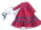 Alte Puppenkleidung Red Velvet Dress Hat Outfit Vintage Doll Clothes 30 Cm Girl Original, gefertigt vor 1970 Bild 9