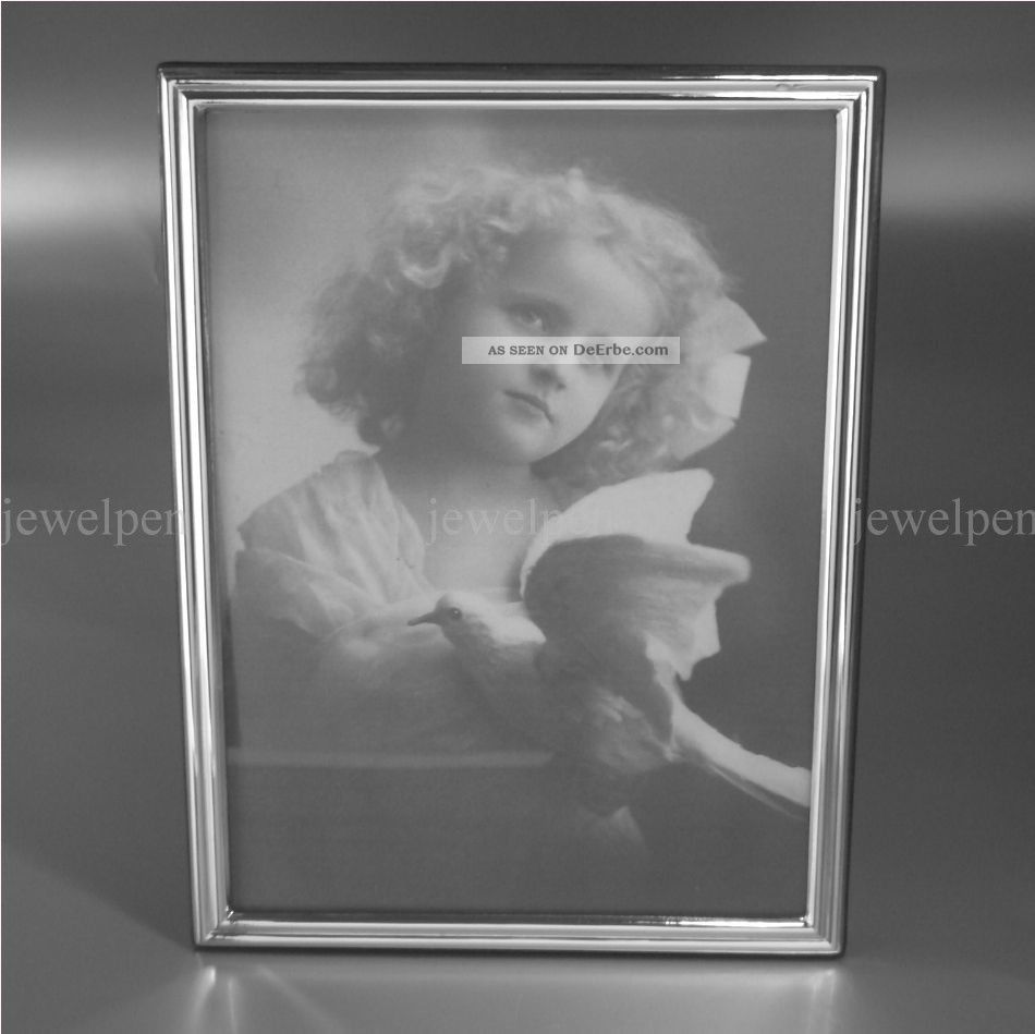 Klassisch Dezenter Silber - Fotorahmen Bilderrahmen Massiv 925 Sterling Silber Objekte nach 1945 Bild