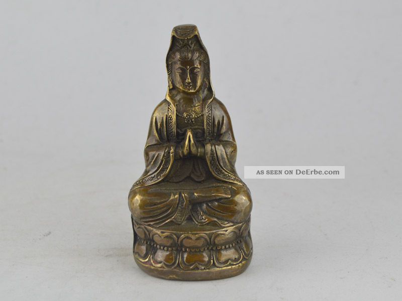 Collectible Old Lebendig Copper Carving Thailand Kwan - Yin Buddha Figuren Statue Asiatika: China Bild