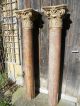 2 Alte Große Säulen Mit Kapitelen,  Holz,  Marmoriert,  Geschnitzt,  160 Cm Hoch Holzarbeiten Bild 10