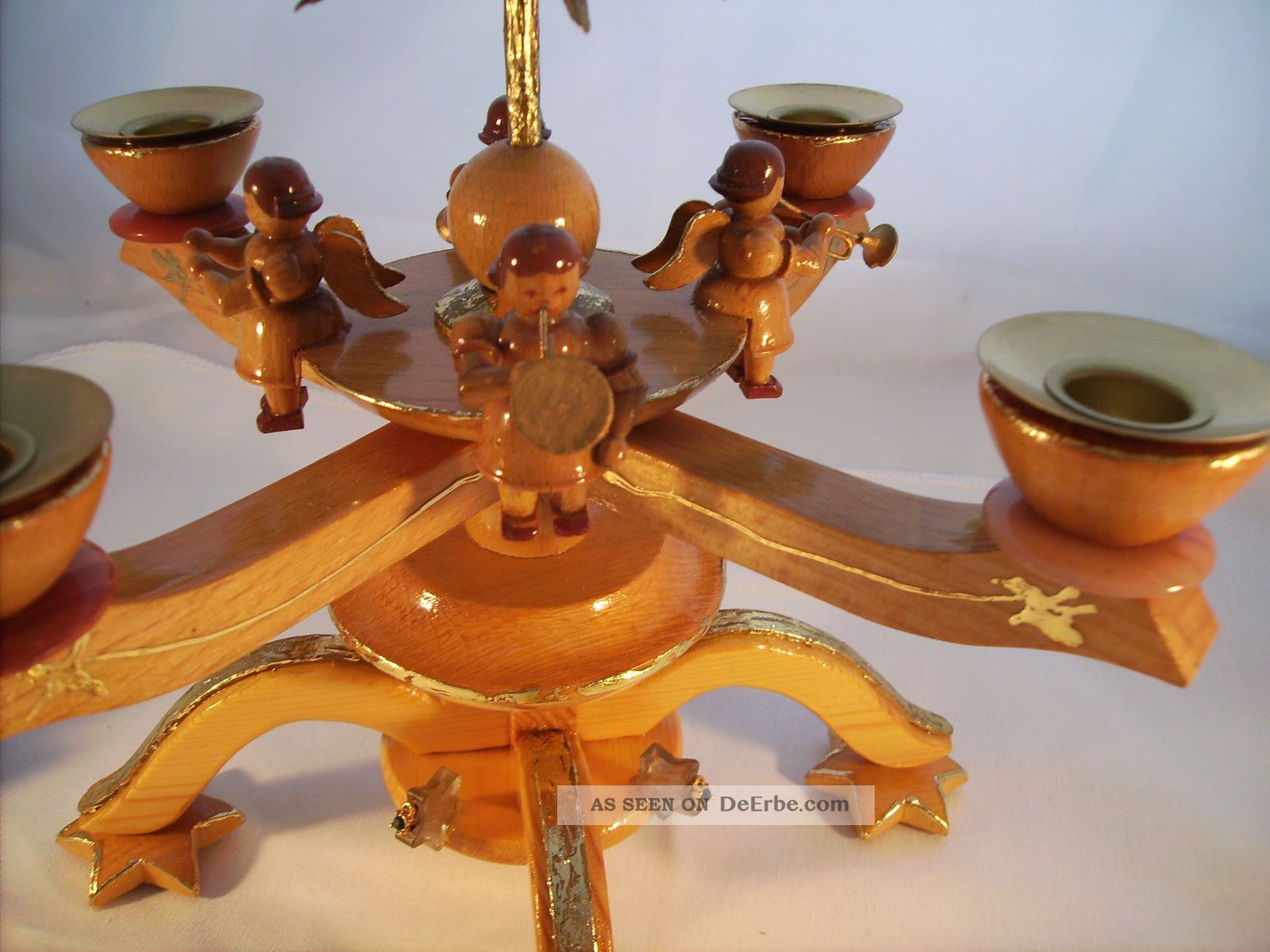 Festleuchter Adventsleuchter 8 Engel Kerzenleuchter & 4 Sternschnuppen Blattgold Objekte nach 1945 Bild
