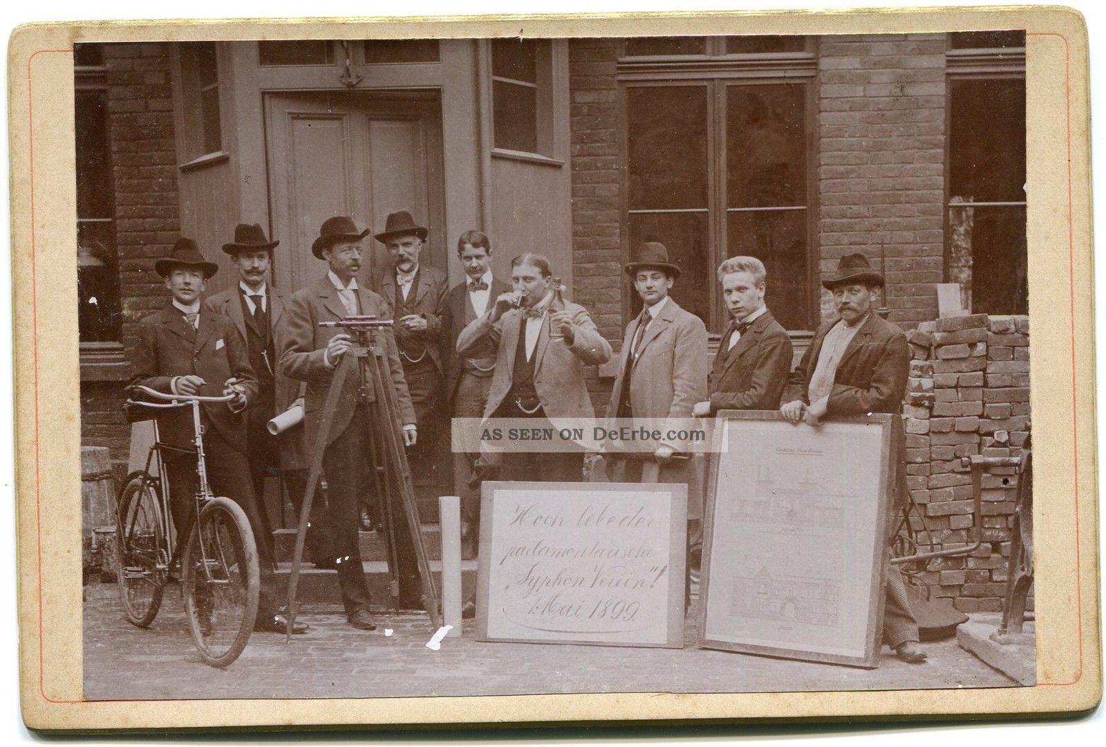 Cdv Kabinett Foto,  Tachymeter,  Theodolit,  Parlamentar.  Syphon Verein 1899 Vor 1940 Bild