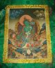 Wunderschöner Feiner Thangka Aus Nepal: Grüne Tara In Brokat 83x45 Cm Entstehungszeit nach 1945 Bild 3