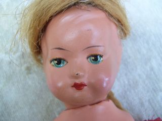 Alte Papiermaschee (?) Puppe Doll Mädchen Girl Mit Hanf (?) Perücke 30 Cm Bild