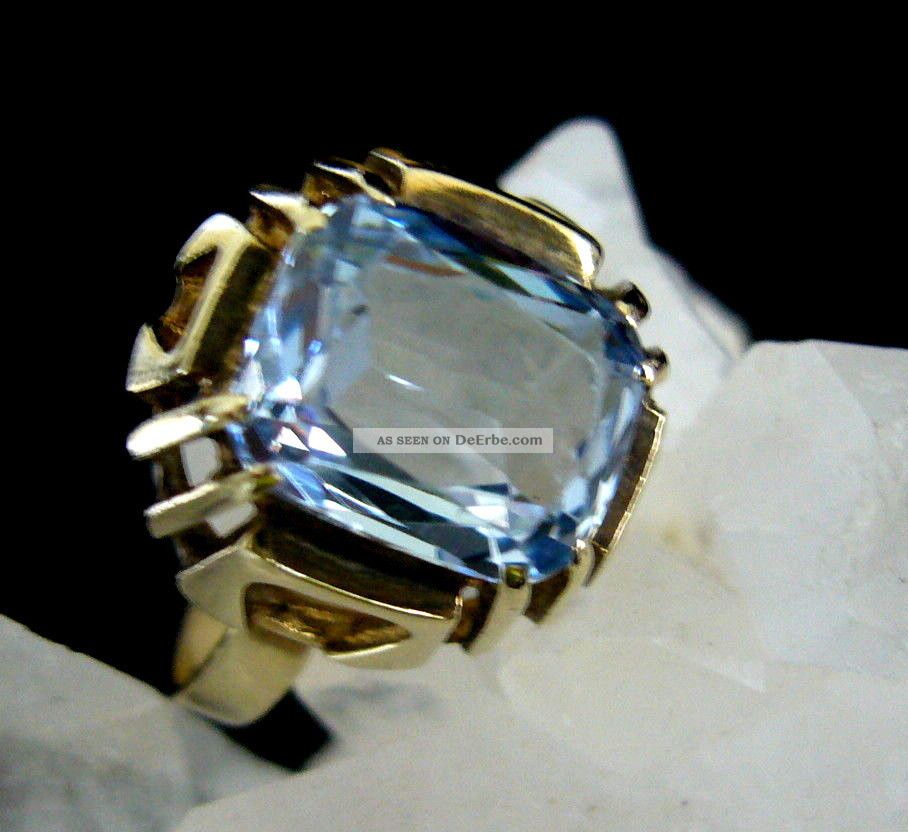 Toller Ring, Gold Punze 333, Mit Hellblauem Stein