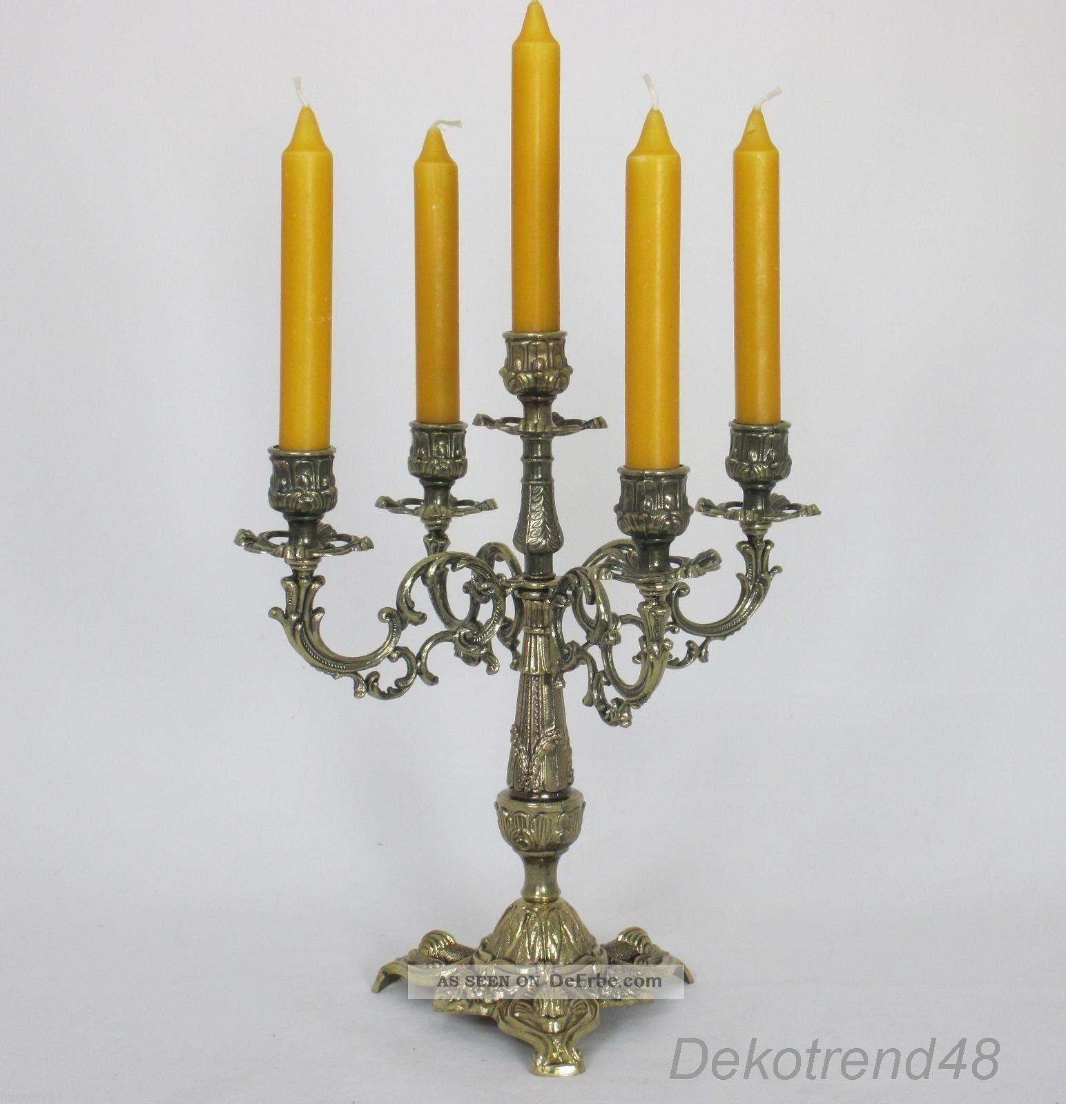 Kerzenleuchter 5-Armig Jugendstil Kerzenständer 31cm Messing-Optik Antik Barock 