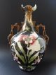 Große Majolika Jugendstil Prunkvase Pomp Vase Art Nouveau Floral Iris Flower Ii 1890-1919, Jugendstil Bild 4