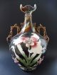 Große Majolika Jugendstil Prunkvase Pomp Vase Art Nouveau Floral Iris Flower I. 1890-1919, Jugendstil Bild 2