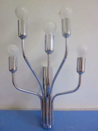 Wkr Lampe Wandlampe Wandkandelaber 70er 6 - Flammig Chrom Seltenes Design Bild