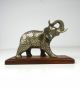 Seltene Art Deco Elefanten Skulptur Metall Tier Holzsockel Antik Frankreich 1920-1949, Art Déco Bild 2