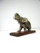 Seltene Art Deco Elefanten Skulptur Metall Tier Holzsockel Antik Frankreich 1920-1949, Art Déco Bild 3