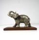 Seltene Art Deco Elefanten Skulptur Metall Tier Holzsockel Antik Frankreich 1920-1949, Art Déco Bild 4