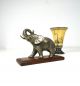 Seltene Art Deco Elefanten Skulptur Metall Tier Holzsockel Antik Frankreich 1920-1949, Art Déco Bild 6