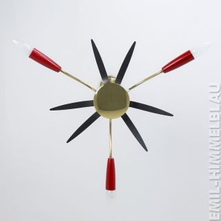 Sputnik 3 - Armig Decken Pendel Lampe 50er Rot Schwarz Spinne Rockabilly Vintage Bild