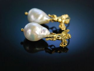 Amors Pfeile Ohrringe Silber 925 Vergoldet Barocke Zucht Perlen Tropfen Earrings Bild