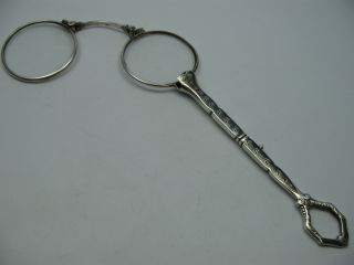 Wunderschönes Seltenes Lorgnon Stabbrille Um 1910 Aus 800 Tula Niello Silber Bild