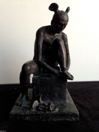 Olaf Höhnen 1933 - 2009 - Bronze - Hermes Sich Die Schuhe Bindend Bild