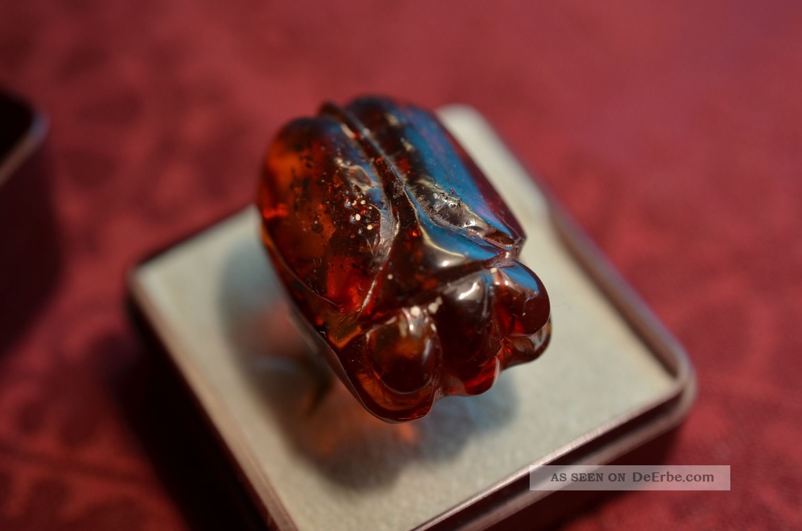 Schöner Alter Antiker Ausgefallener Bernsteinring Käfferfigur Silber 800 Um 1900 Ringe Bild
